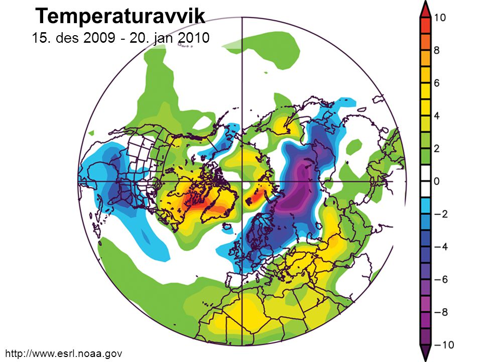 Vinteren 2009/2010 ( ) Temperaturavvik 15. des jan 2010