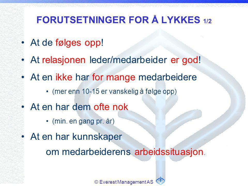 FORUTSETNINGER FOR Å LYKKES 1/2