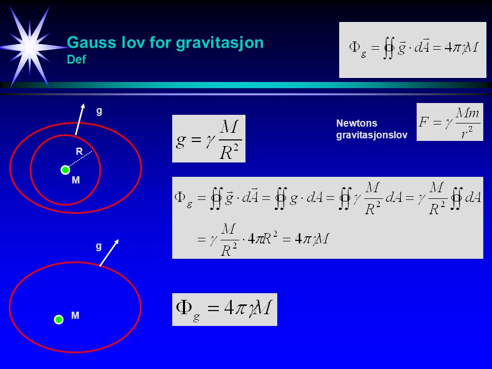 Gauss lov for gravitasjon Def