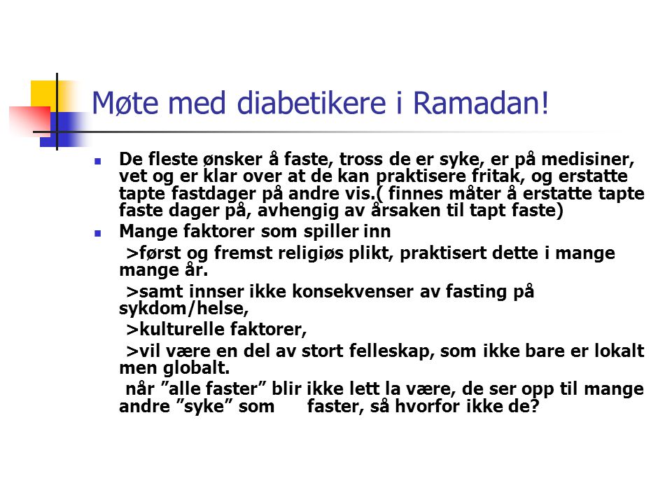 Møte med diabetikere i Ramadan!