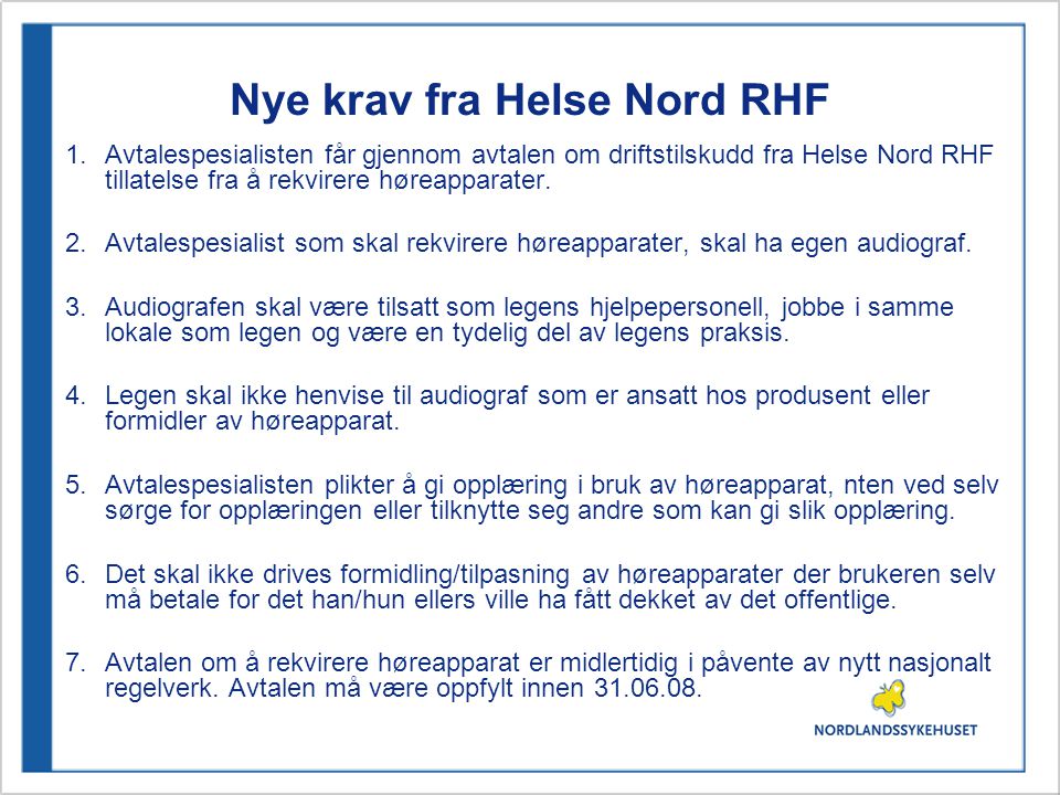 Nye krav fra Helse Nord RHF