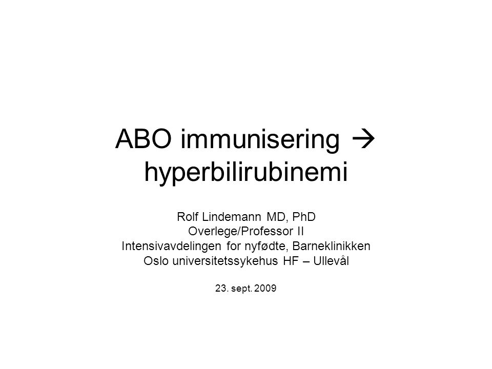 ABO immunisering  hyperbilirubinemi