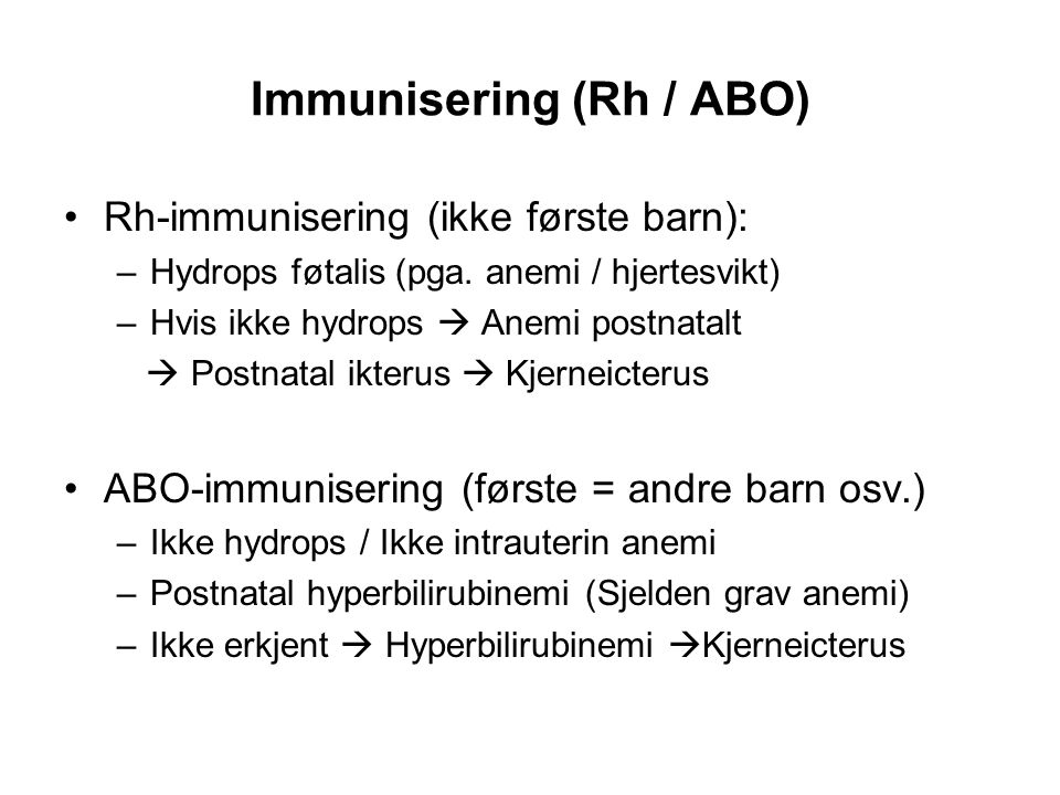Immunisering (Rh / ABO)