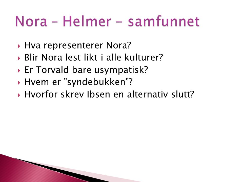 Nora – Helmer - samfunnet