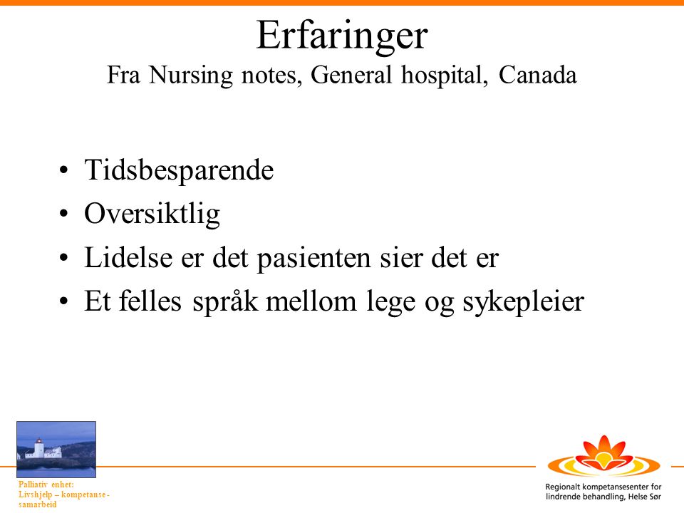Erfaringer Fra Nursing notes, General hospital, Canada