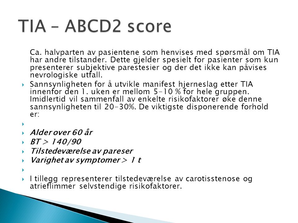 TIA – ABCD2 score