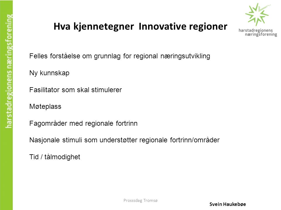 Hva kjennetegner Innovative regioner