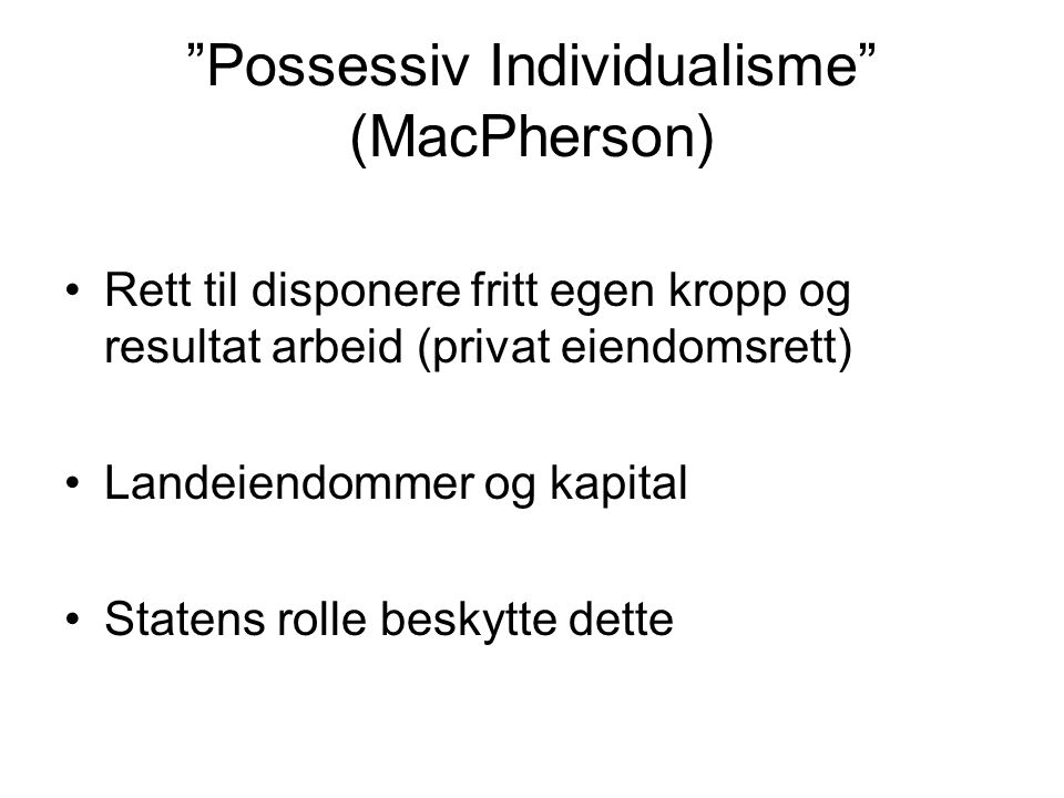 Possessiv Individualisme (MacPherson)