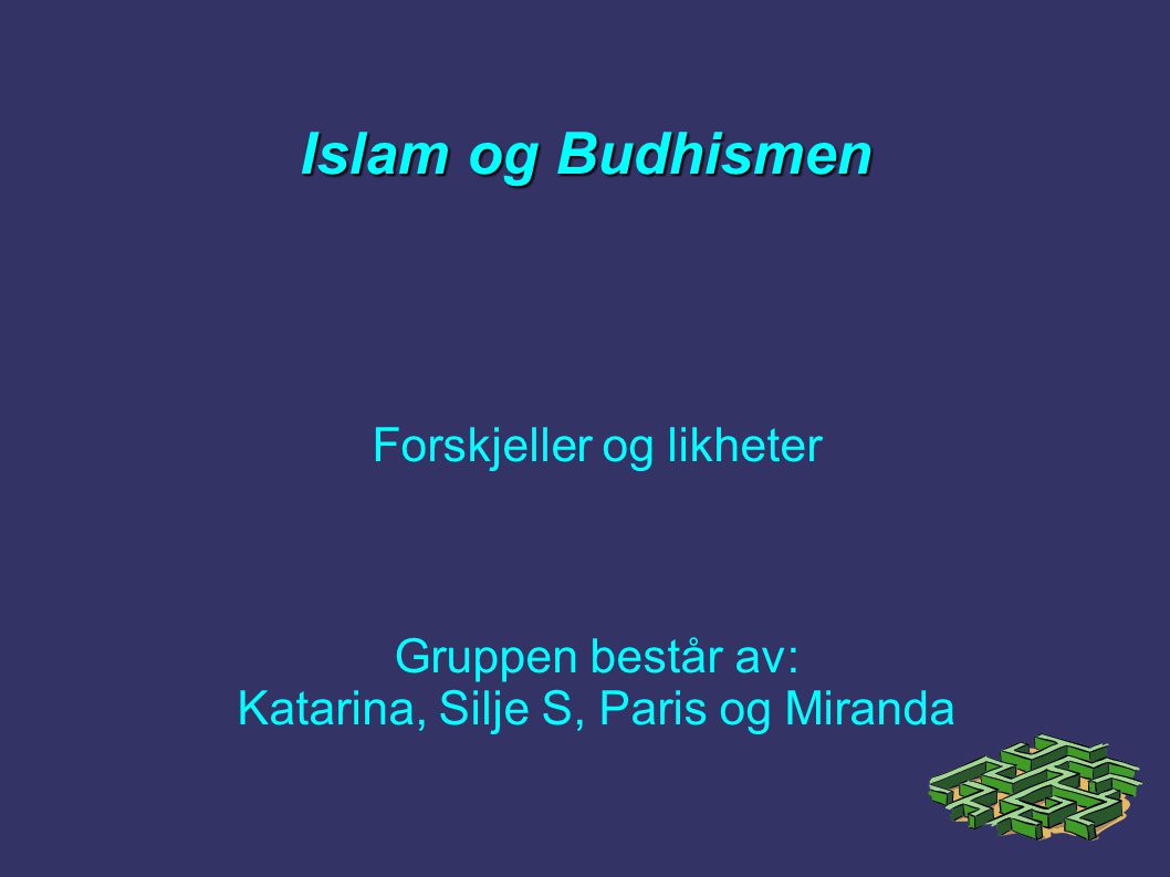 Islam og Budhismen Forskjeller og likheter Gruppen består av: