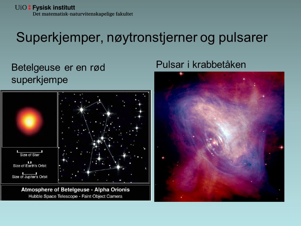 Superkjemper, nøytronstjerner og pulsarer