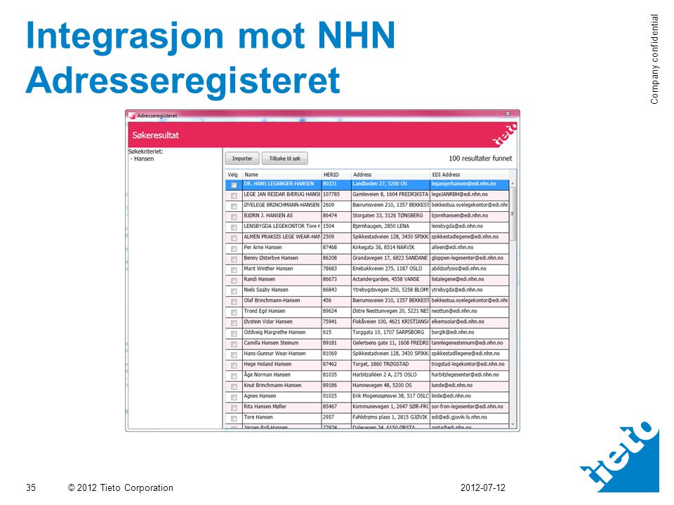 Integrasjon mot NHN Adresseregisteret
