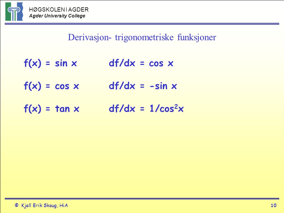Derivasjon- trigonometriske funksjoner