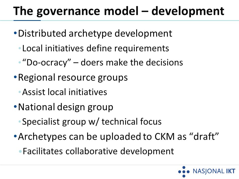 The governance model – development