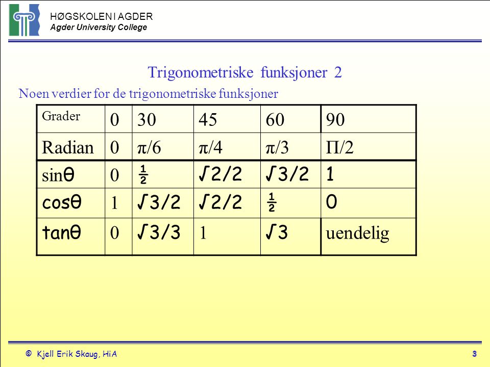 Trigonometriske funksjoner 2