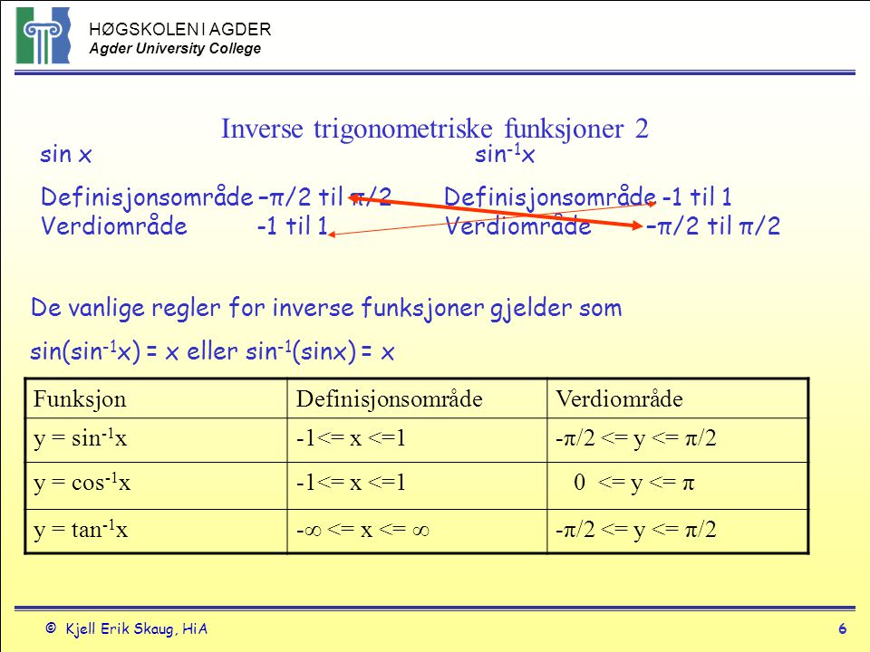 Inverse trigonometriske funksjoner 2