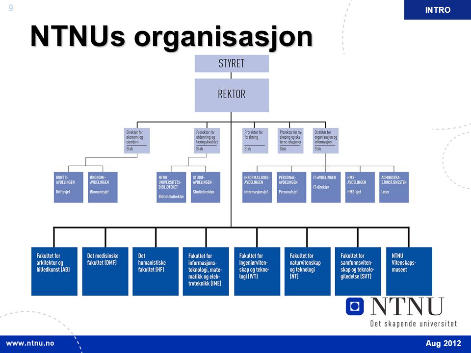 NTNUs organisasjon INTRO
