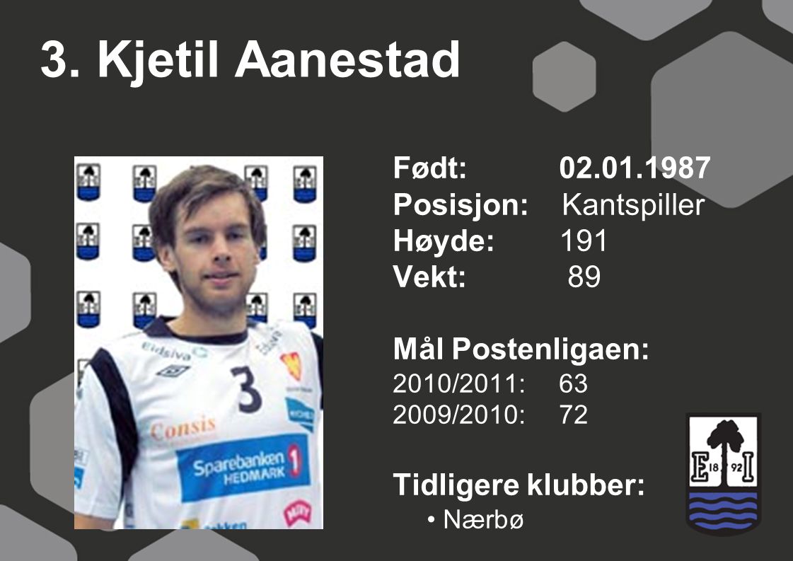3. Kjetil Aanestad Født: Posisjon: Kantspiller Høyde: 191