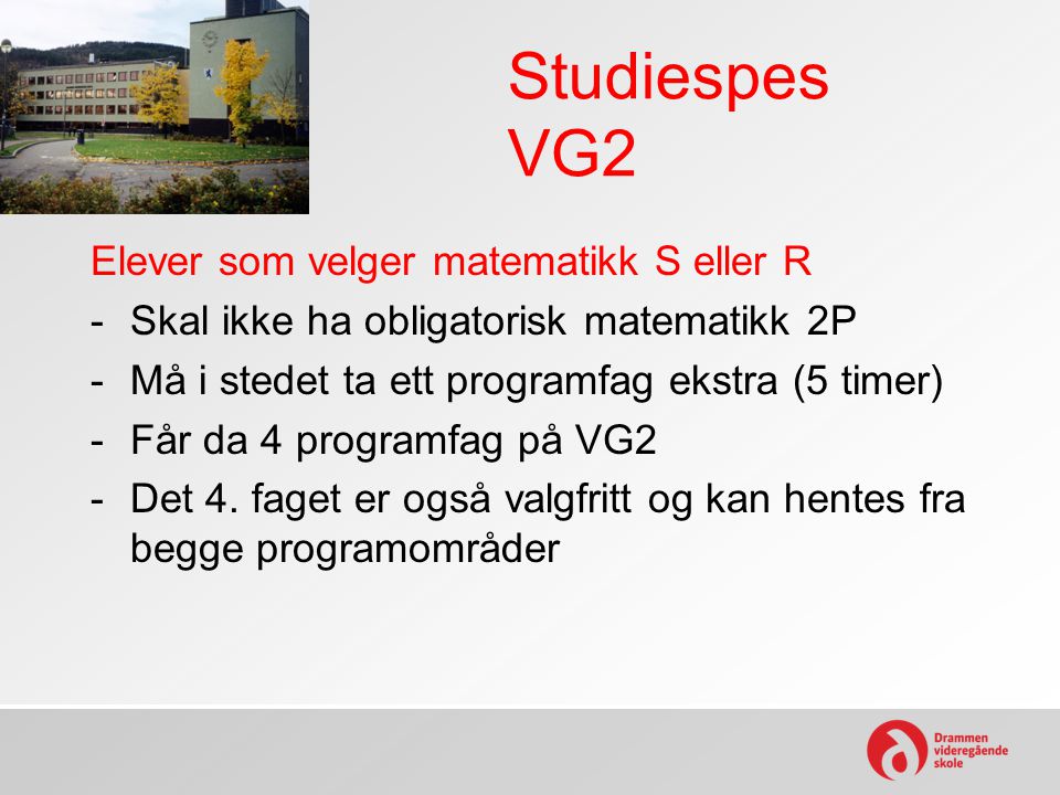 Studiespes VG2 Elever som velger matematikk S eller R