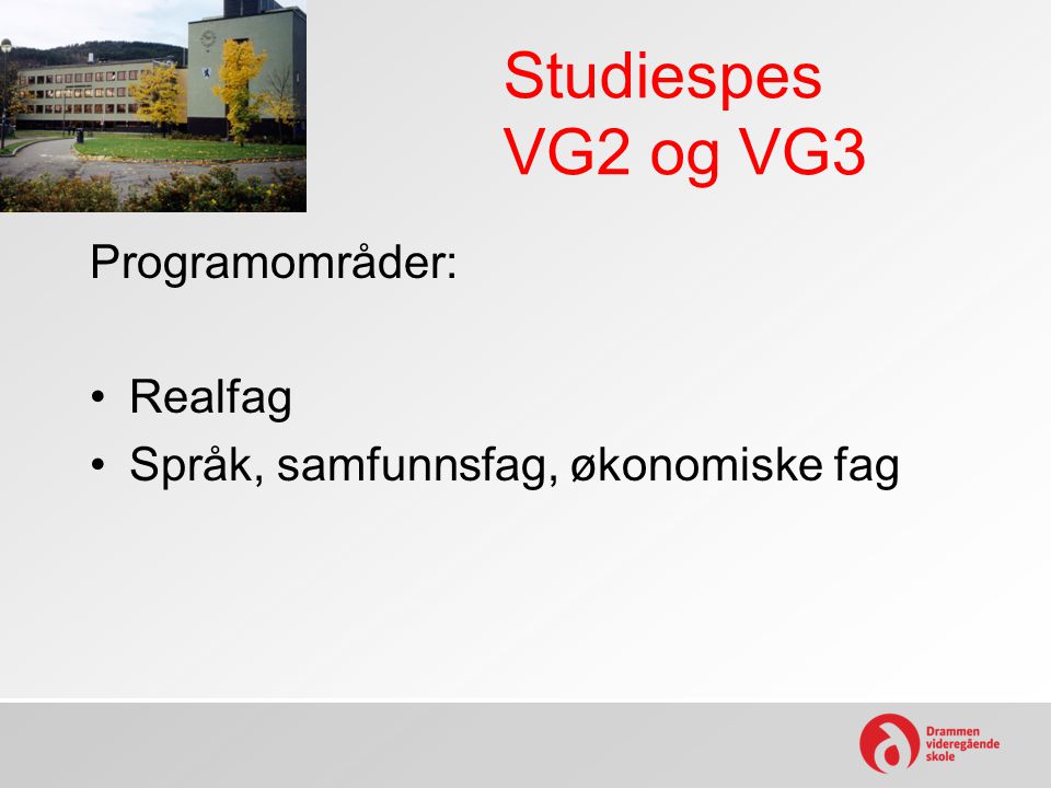 Studiespes VG2 og VG3 Programområder: Realfag
