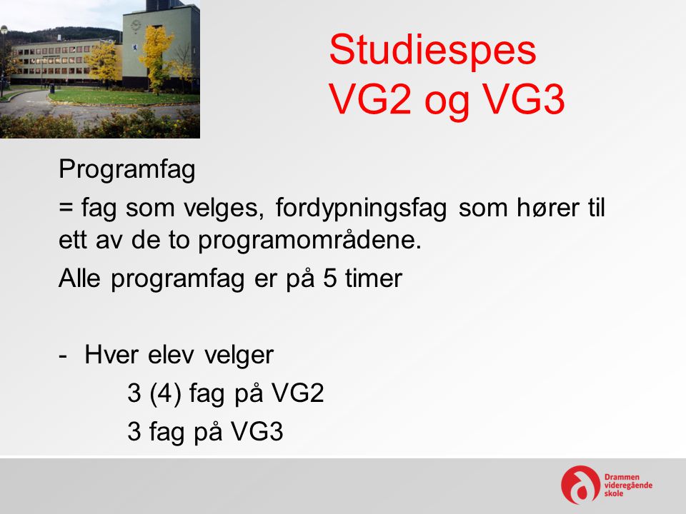 Studiespes VG2 og VG3 Programfag
