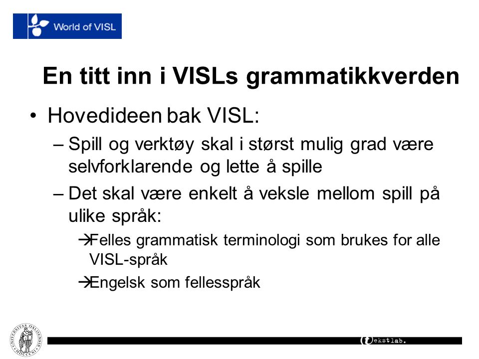 En titt inn i VISLs grammatikkverden