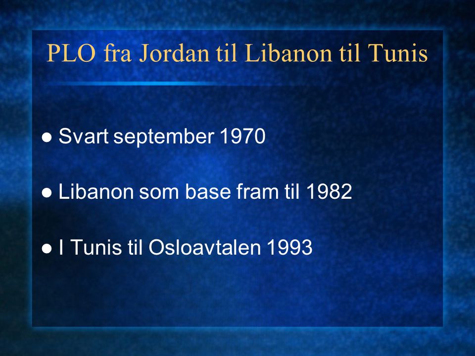 PLO fra Jordan til Libanon til Tunis