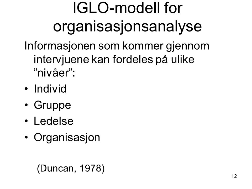 IGLO-modell for organisasjonsanalyse