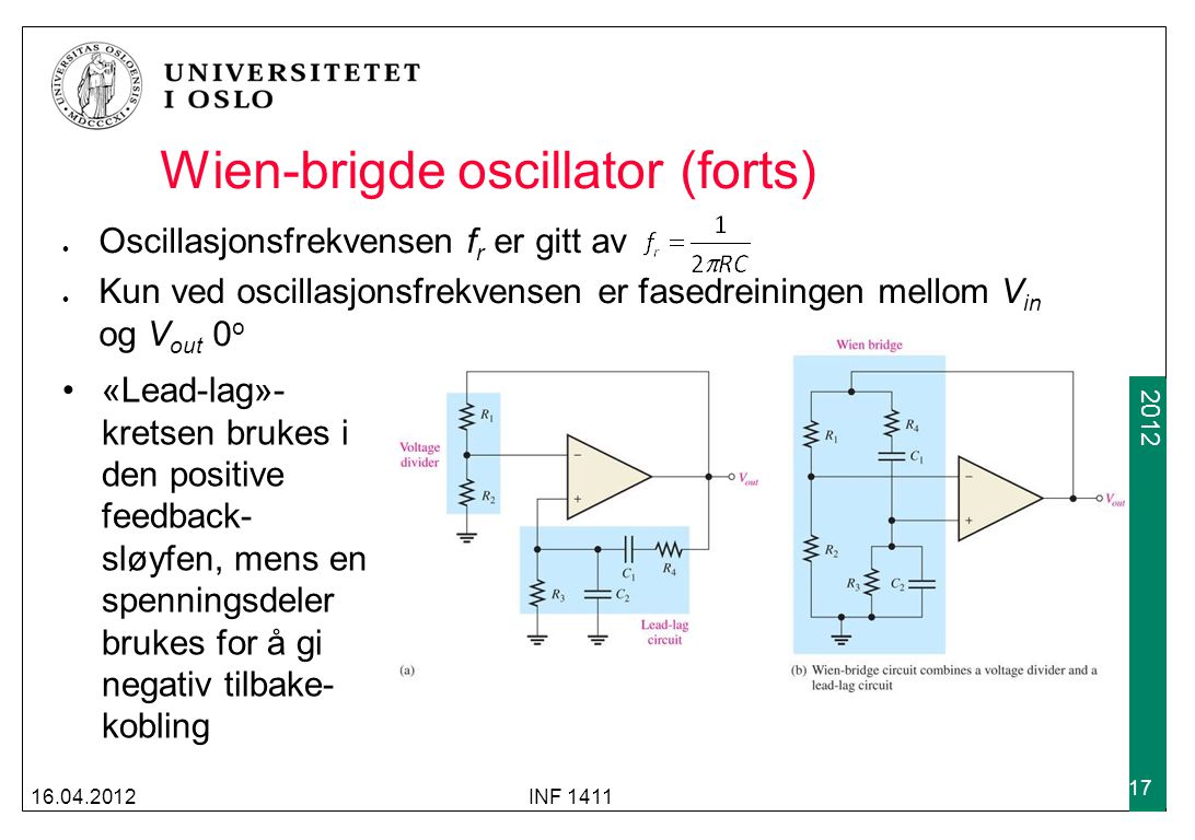 Wien-brigde oscillator (forts)