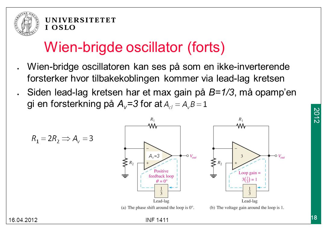Wien-brigde oscillator (forts)