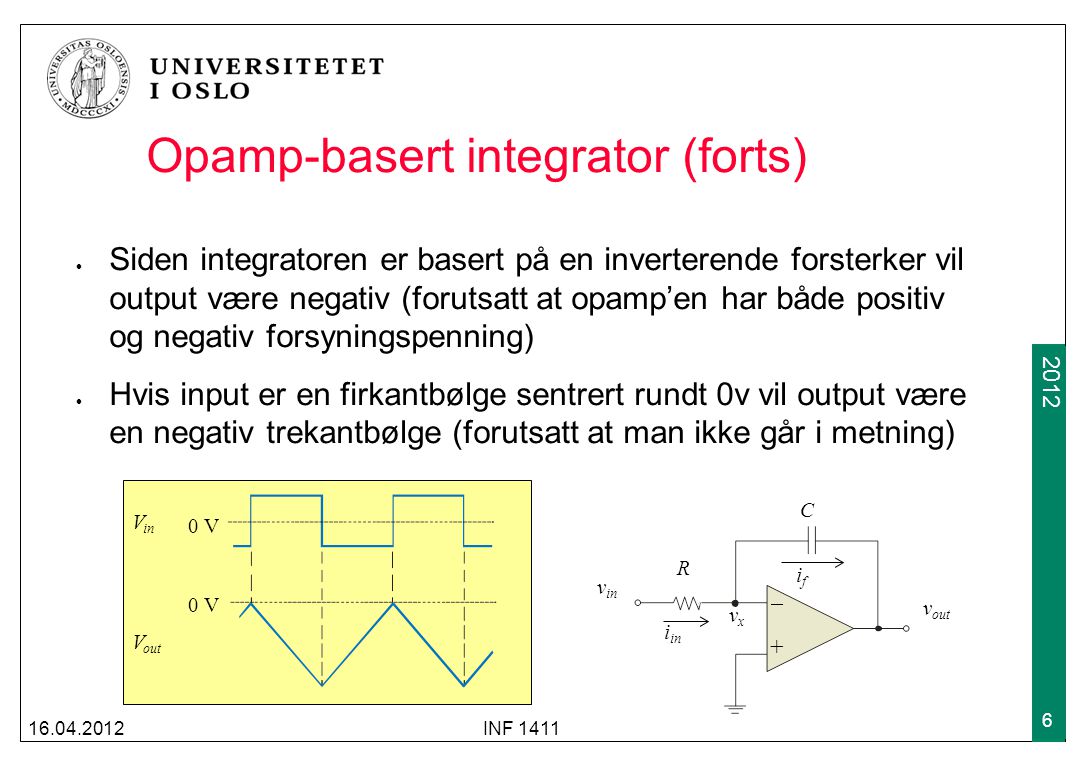 Opamp-basert integrator (forts)
