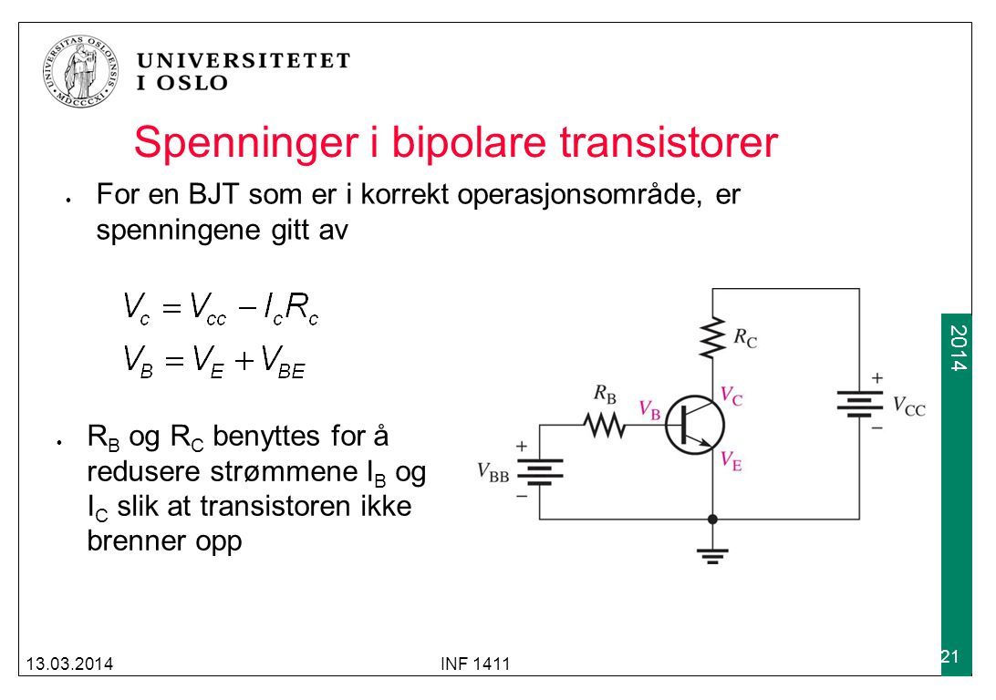 Spenninger i bipolare transistorer