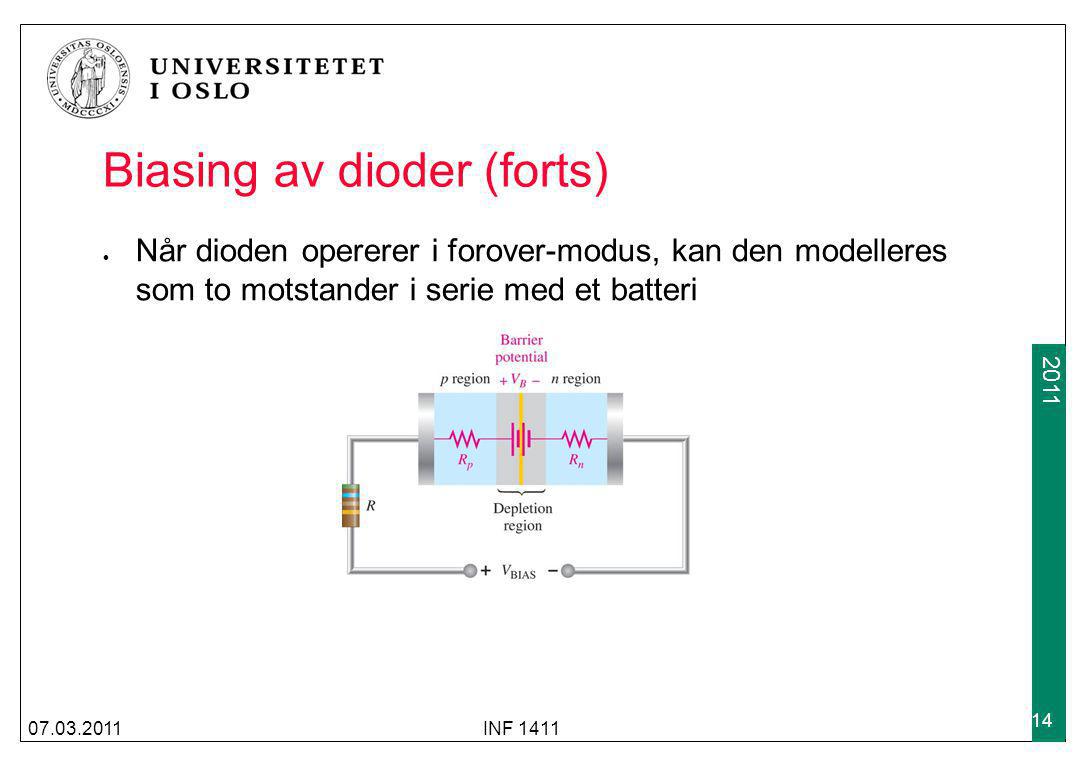 Biasing av dioder (forts)