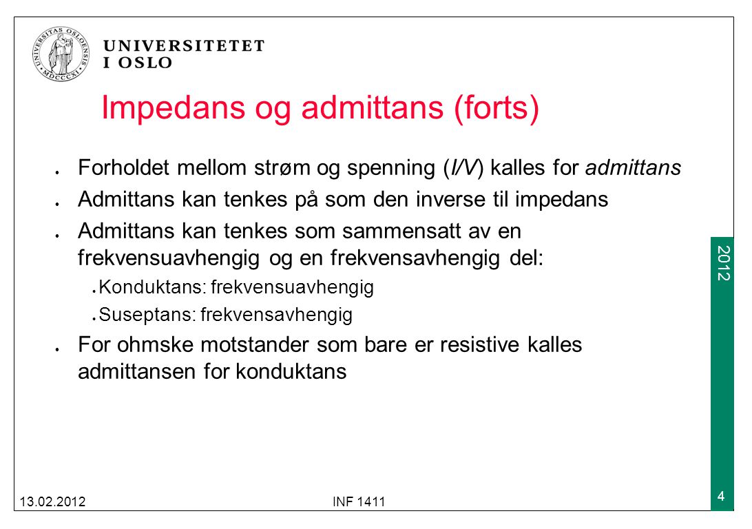 Impedans og admittans (forts)