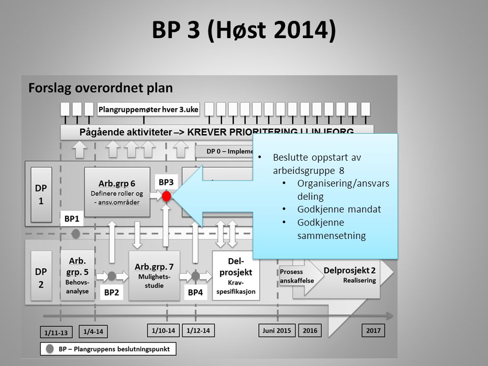 BP 3 (Høst 2014) Beslutte oppstart av arbeidsgruppe 8