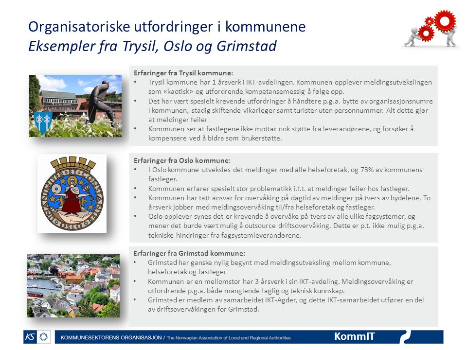Organisatoriske utfordringer i kommunene Eksempler fra Trysil, Oslo og Grimstad