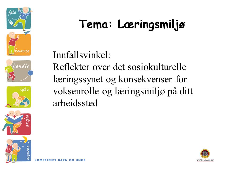 Tema: Læringsmiljø Innfallsvinkel: