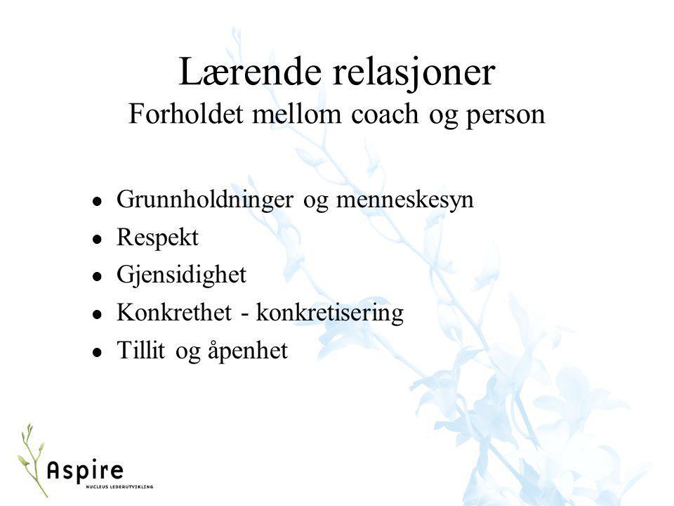 Lærende relasjoner Forholdet mellom coach og person