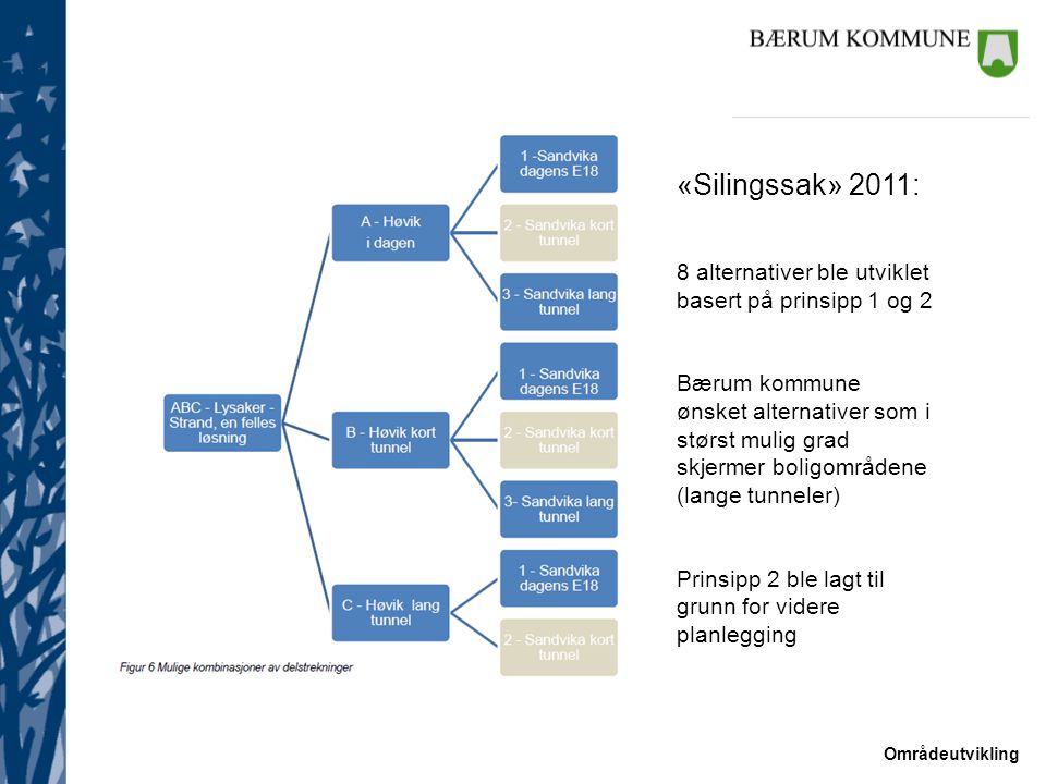 «Silingssak» 2011: 8 alternativer ble utviklet basert på prinsipp 1 og 2.
