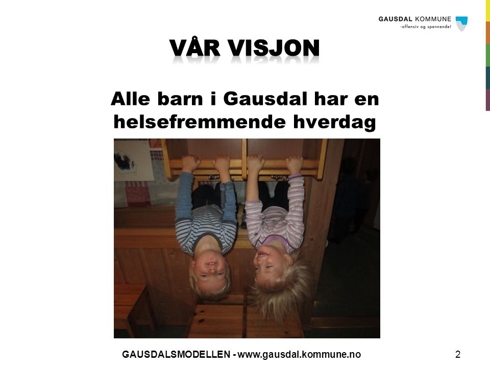 Vår visjon Alle barn i Gausdal har en helsefremmende hverdag