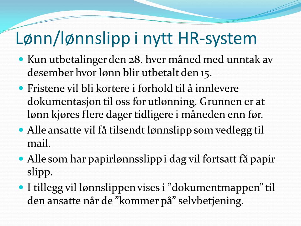 Lønn/lønnslipp i nytt HR-system