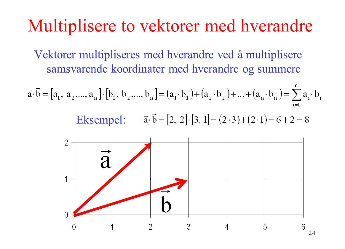 Multiplisere to vektorer med hverandre