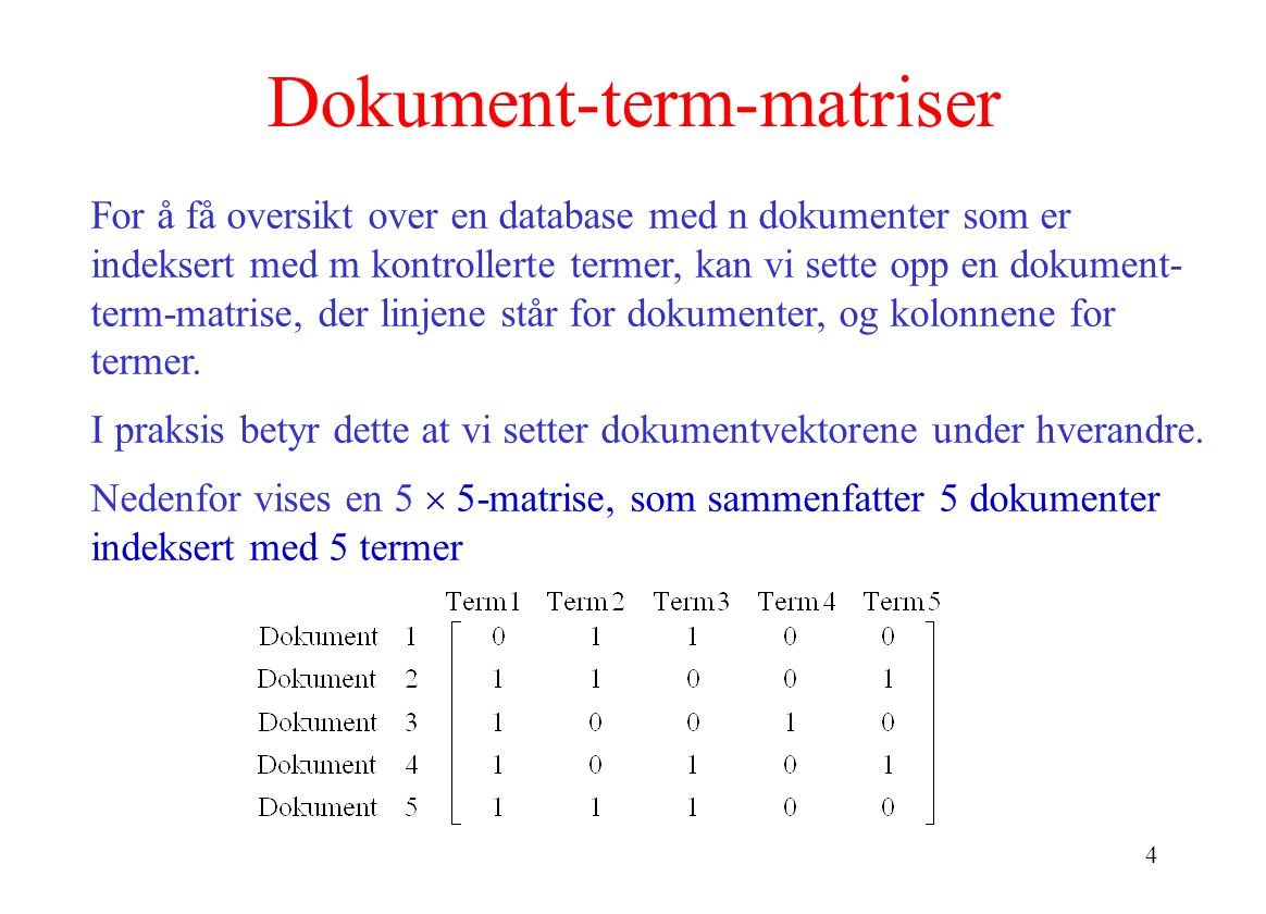 Dokument-term-matriser