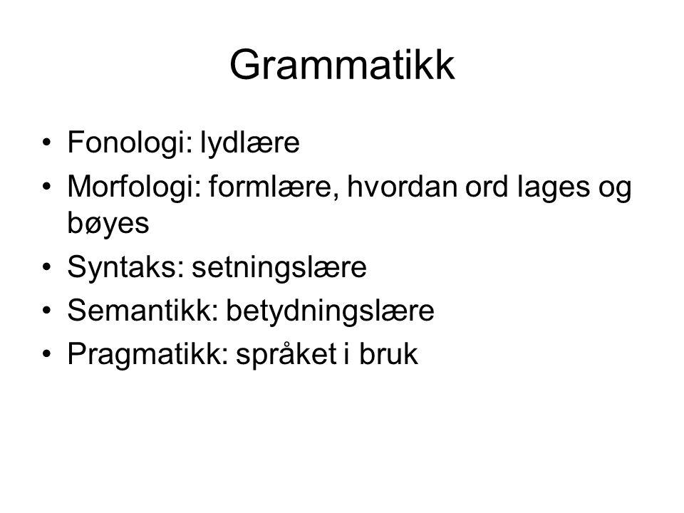 Grammatikk Fonologi: lydlære