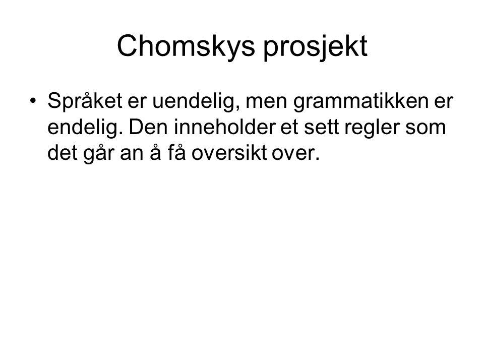 Chomskys prosjekt Språket er uendelig, men grammatikken er endelig.