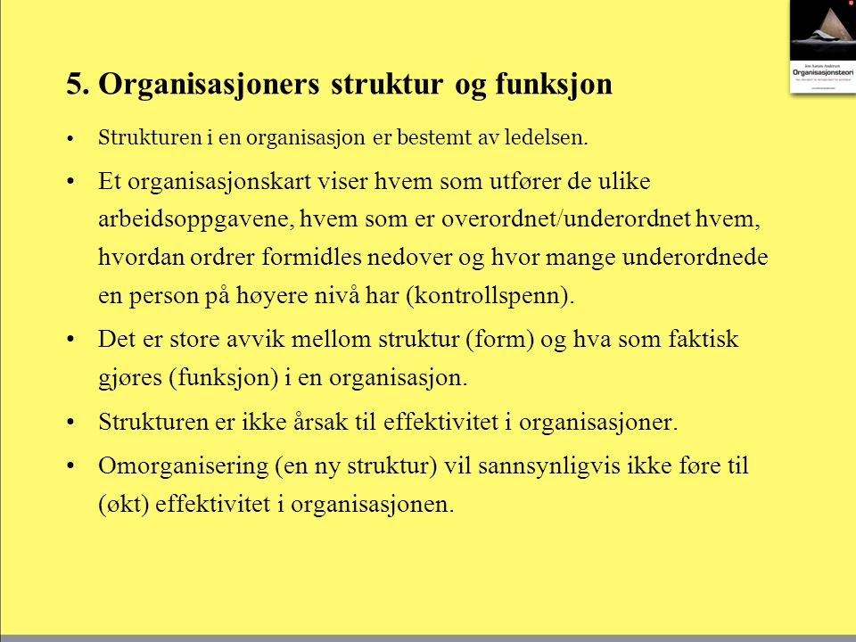 5. Organisasjoners struktur og funksjon