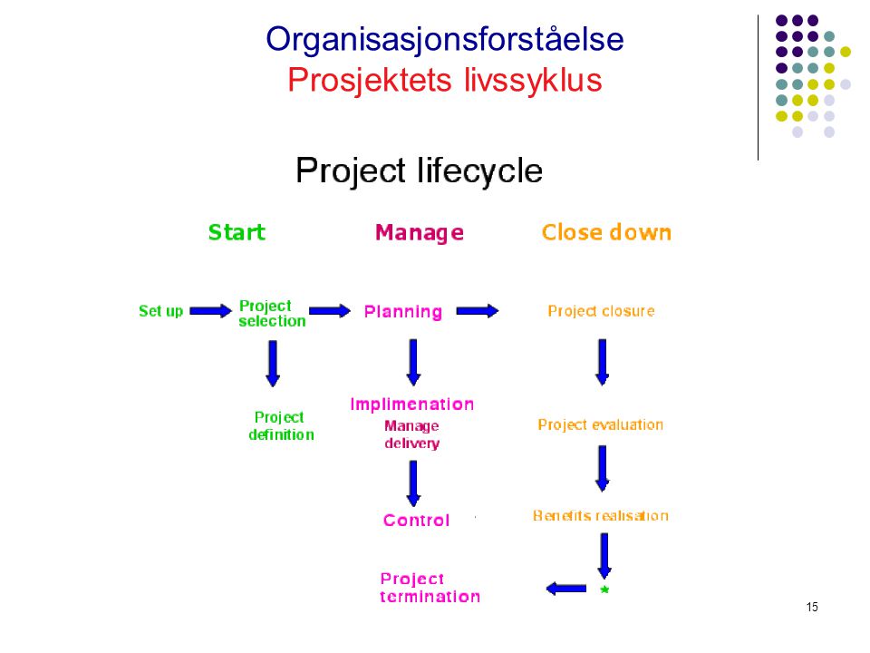 Organisasjonsforståelse Prosjektets livssyklus