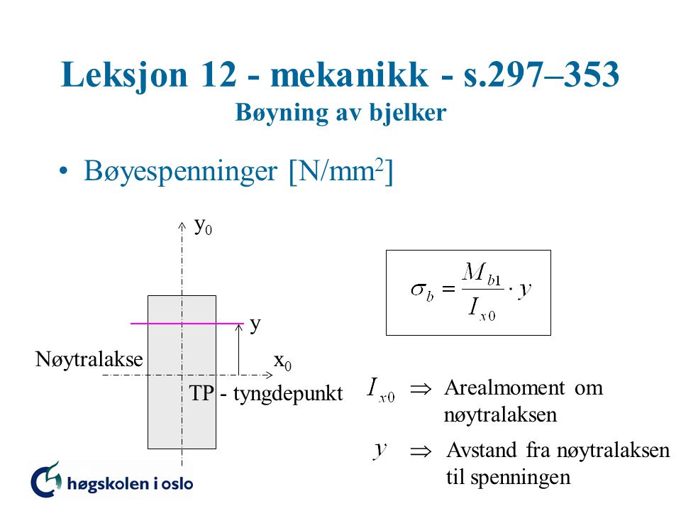 Leksjon 12 - mekanikk - s.297–353 Bøyning av bjelker