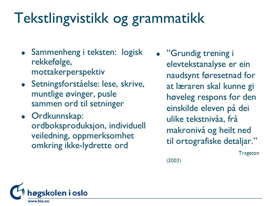 Tekstlingvistikk og grammatikk
