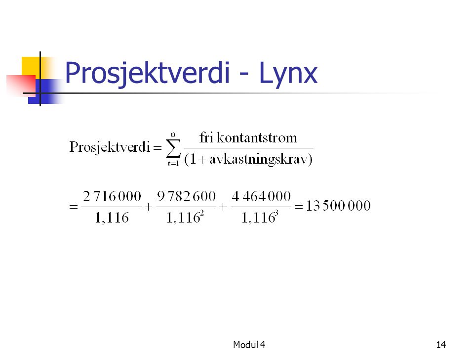 Prosjektverdi - Lynx Modul 4