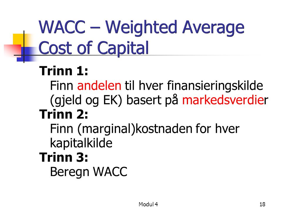 WACC – Weighted Average Cost of Capital